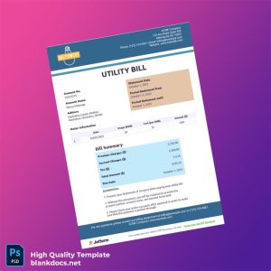 ACME Company Editable Utility Bill Template in Word and PDF formats