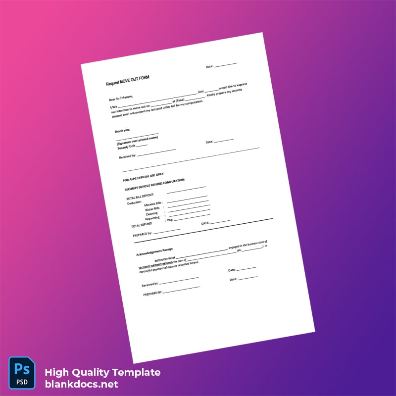 ASPC Editable Move Out Form Template in Word and PDF formats