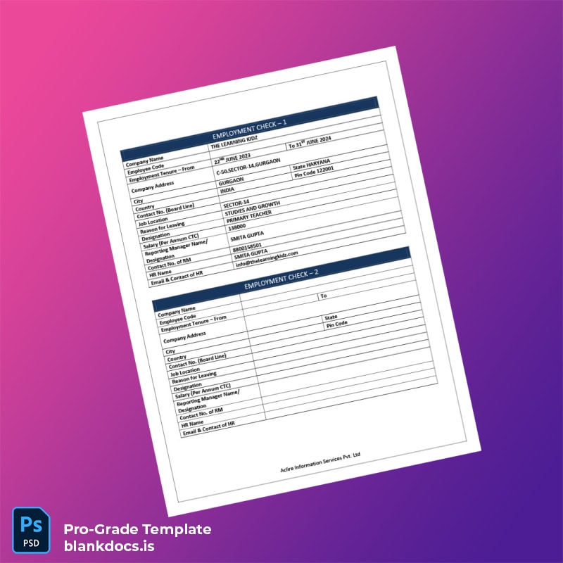 Blank Aclire Information Services Employment Verification Letter Template in Word and PDF formats page 3 Document Preview - BlankDocs
