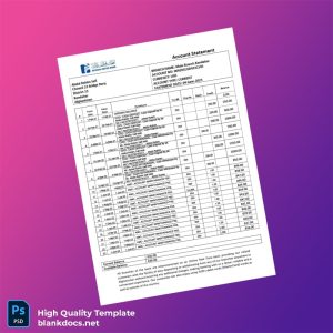 Afghanistan Afghan United Bank Statement Template in Word and PDF formats