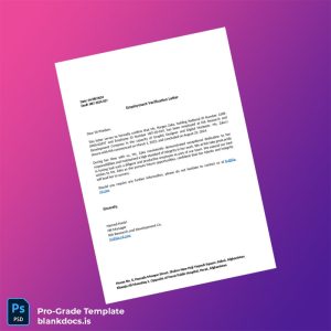 Blank Afghanistan KIA Research and Development Employment Verification Letter Template (Word/PDF) Document Preview - BlankDocs