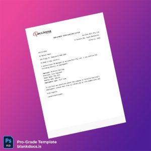 Blank Australia Acciona Rail Pty Ltd Employment Verification Letter Template (Word/PDF) Document Preview - BlankDocs