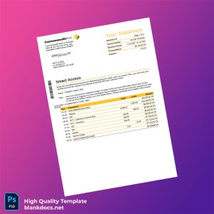 Australia Commonwealth Bank Bank Statement Template in Word and PDF formats