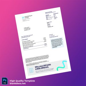 Australia Momentum Energy Editable Electricity Bill Template in Word and PDF formats