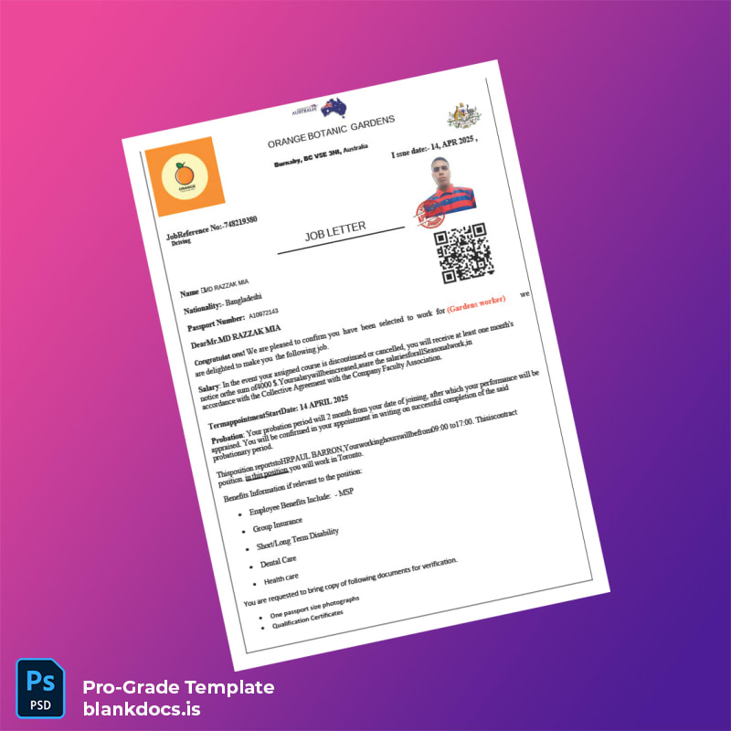 Blank Australia PCL Group Employment Verification Letter Template (Word/PDF) Document Preview - BlankDocs