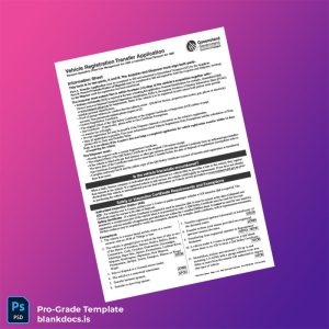 Blank Australia Queensland Vehicle Registration Transfer Application Template (Word/PDF) Document Preview - BlankDocs