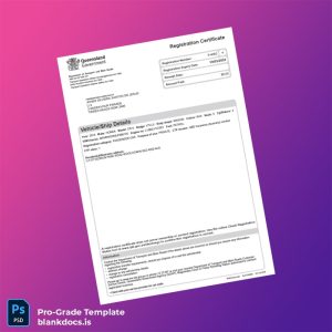 Blank Australia Vehicle Registration Certificate Template (Word/PDF) Document Preview