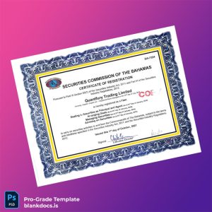 Blank Bahamas Securities Commission Registration Certificate Template (Word/PDF) Document Preview - BlankDocs
