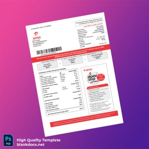 Bangladesh Airtel Editable Utility Bill Template in Word and PDF formats