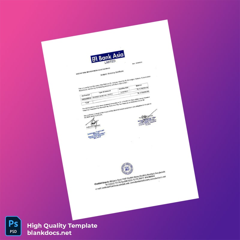 Bangladesh Bank Asia Statement Template in Word and PDF formats page 4