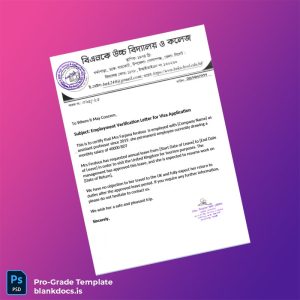 Blank Bangladesh Company Name Employment Verification Letter Template (Word/PDF) Document Preview - BlankDocs