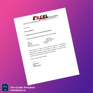 Blank Bangladesh Excel Automobiles Employment Verification Letter Template (Word/PDF) Document Preview - BlankDocs