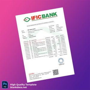 Bangladesh IFIC Bank Statement Template in Word and PDF formats