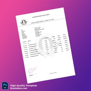 Bangladesh Islami Bank Limited Bank Statement Template in Word and PDF formats