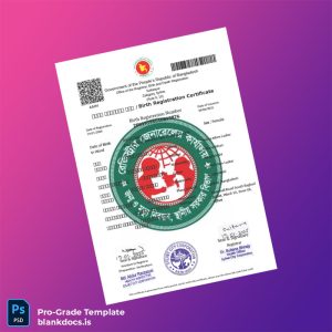 Blank Bangladesh Office of the Registrar Birth Certificate Template (Word/PDF) Document Preview - BlankDocs
