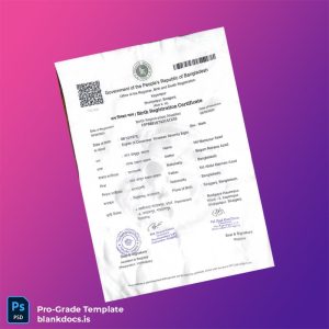 Blank Bangladesh Office of the Registrar Birth Registration Certificate Template (Word/PDF) Document Preview - BlankDocs
