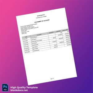 Bangladesh Sonali Bank Bank Statement Template in Word and PDF formats