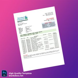 Bangladesh Standard Chartered Editable Bank Statement Template in Word and PDF formats