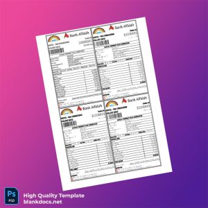 Bank Alfalah Editable Hostel Fee Challan Template in Word and PDF formats