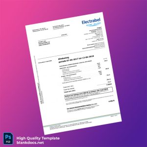 Belgium Electrabel Customer Solutions Nv Editable Utility Bill Template in Word and PDF formats