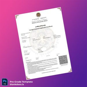 Blank Bhutan Ministry of Economic Affairs Cottage Industries Registration Certificate Template (Word/PDF) Document Preview