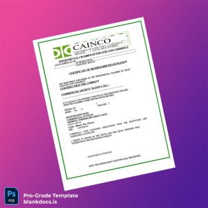 Blank Bolivia Departmental Chamber of Industry and Commerce Registration Certificate Template (Word/PDF) Document Preview - BlankDocs