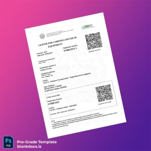 Blank Brazil Chainsaw Carrying License Registration Certificate Template (Word/PDF) Document Preview - BlankDocs
