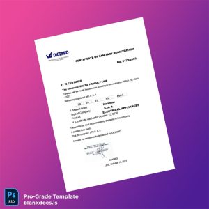 Blank Brazil Ministry of Health Sanitary Registration Certificate Template (Word/PDF) Document Preview - BlankDocs