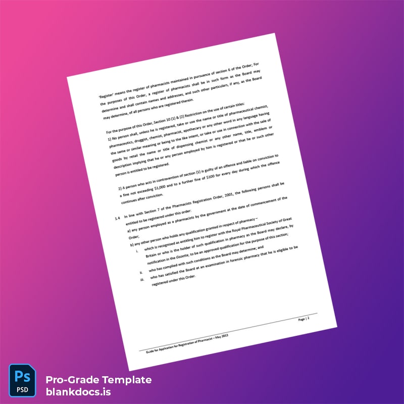 Blank Brunei Darussalam Pharmacy Board Registration Certificate Template in Word and PDF formats page 2 Document Preview - BlankDocs