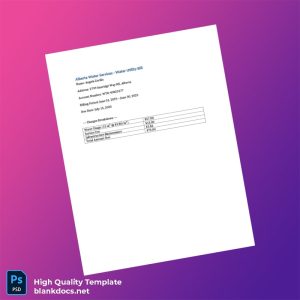 Canada Alberta Water Services Editable Water Bill Template in Word and PDF formats