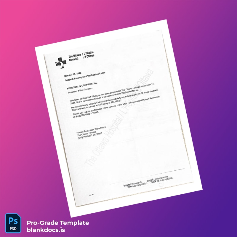 Blank Canada OINP Employment Verification Letter Template in Word and PDF formats page 3 Document Preview - BlankDocs