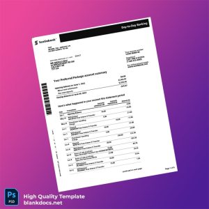 Canada Scotia Bank Statement Template in Word and PDF formats