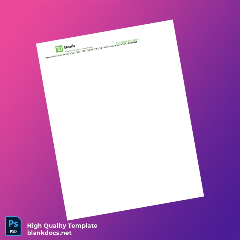 Canada TD Bank Statement Template in Word and PDF formats page 6