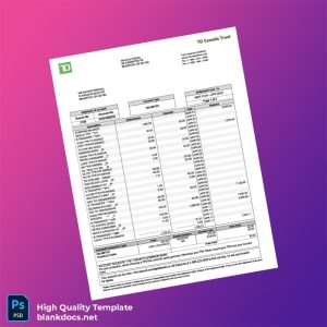 Canada TD Canada Trust Bank Statement Template in Word and PDF formats