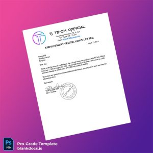 Blank Centerfield TJ Tech Employment Verification Letter Template (Word/PDF) Document Preview - BlankDocs