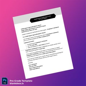 Blank Child Support Agency Employment Verification Letter Template (Word/PDF) Document Preview - BlankDocs