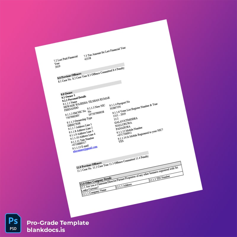 Blank Country Document Type Title Business Business Registration Certificate Template in Word and PDF formats page 3 Document Preview - BlankDocs