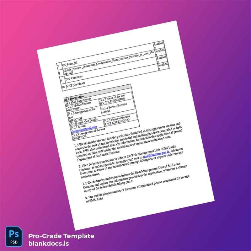 Blank Country Document Type Title Business Business Registration Certificate Template in Word and PDF formats page 5 Document Preview - BlankDocs