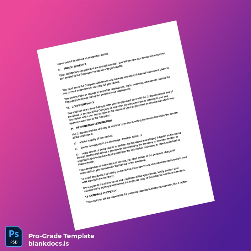 Blank Custom Letter of Appointment Employment Verification Letter Template in Word and PDF formats page 3 Document Preview - BlankDocs