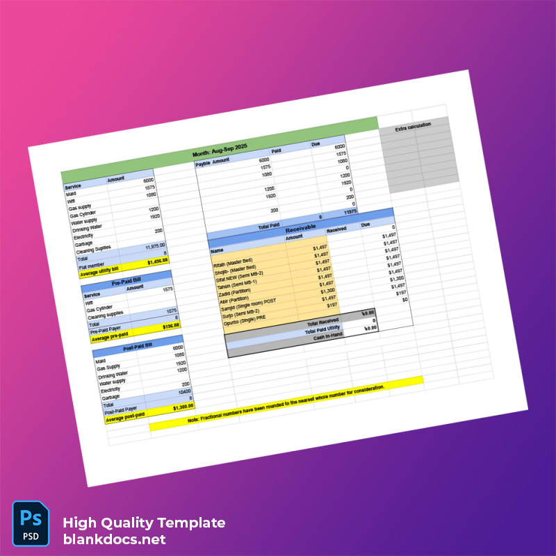 Desso Editable Utility Bill Template in Word and PDF formats