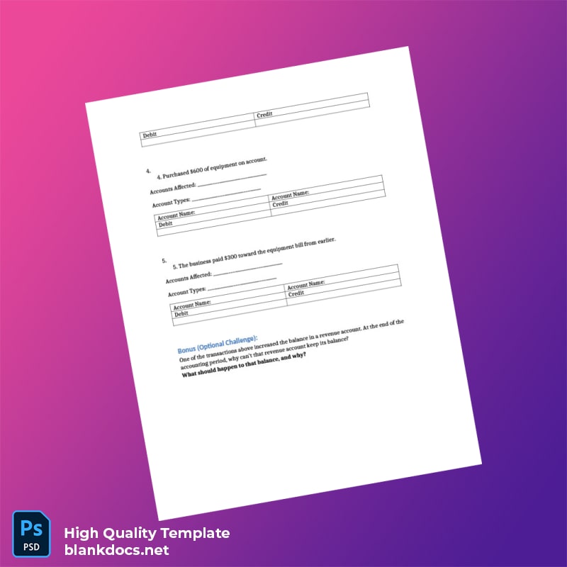 Editable Accounting Exercise Template in Word and PDF formats page 2