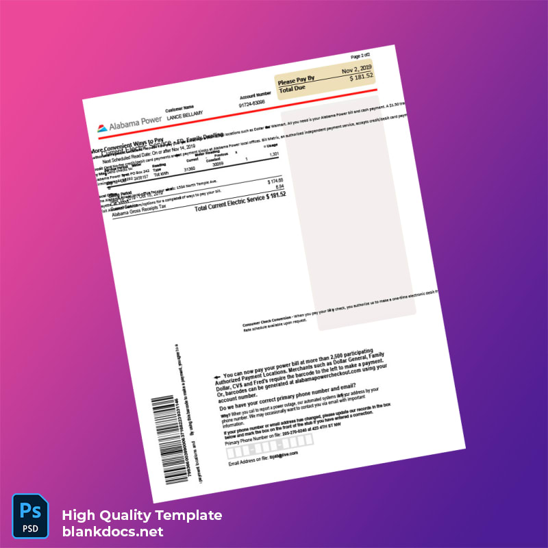 Editable Electricity Bill Template in Word and PDF formats page 3