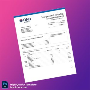 Egypt QNB Al Ahli Account Statement Template in Word and PDF formats