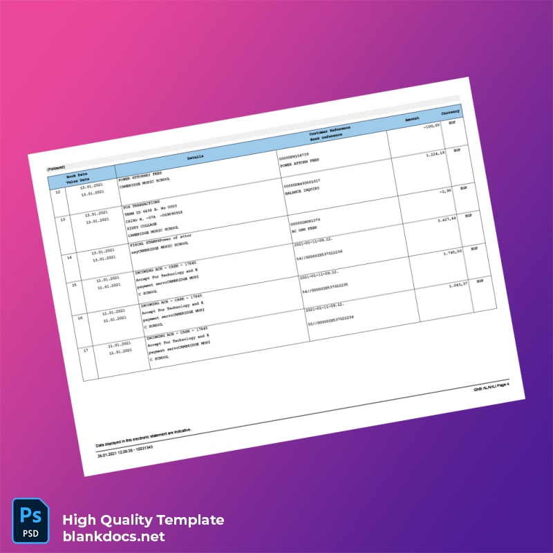 Egypt QNB Bank Statement Template in Word and PDF formats page 4