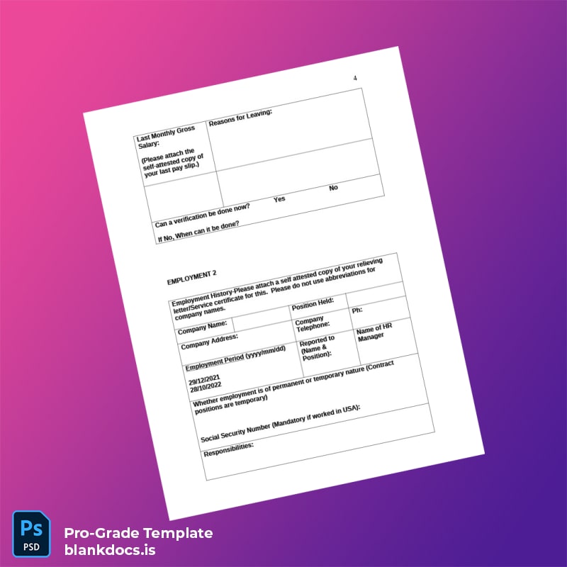 Blank Employee Verification Form Template in Word and PDF formats page 4 Document Preview - BlankDocs