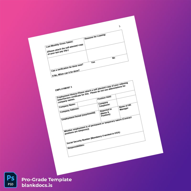 Blank Employee Verification Form Template in Word and PDF formats page 5 Document Preview - BlankDocs