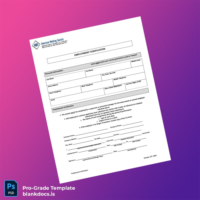 Blank Employment Verification Form App Employment Verification Letter Template (Word/PDF) Document Preview - BlankDocs
