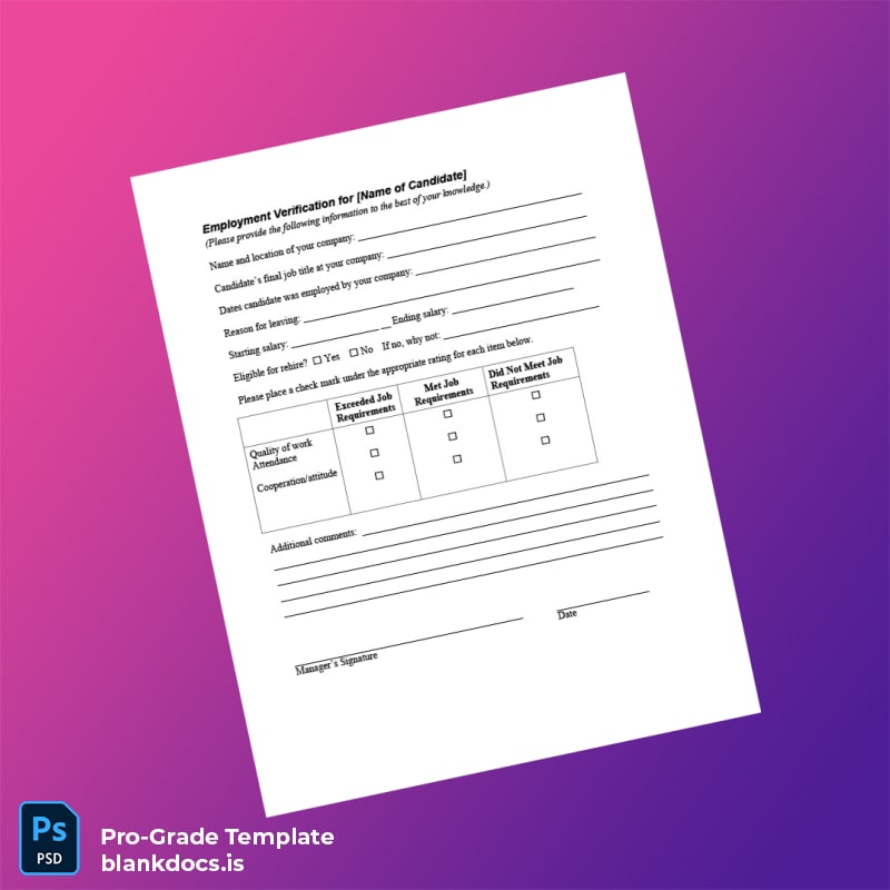 Blank Employment Verification Request Letter Template in Word and PDF formats page 2 Document Preview - BlankDocs