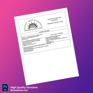 Ethiopia Ethiopian Electric Utility Editable Receipt Voucher Template in Word and PDF formats