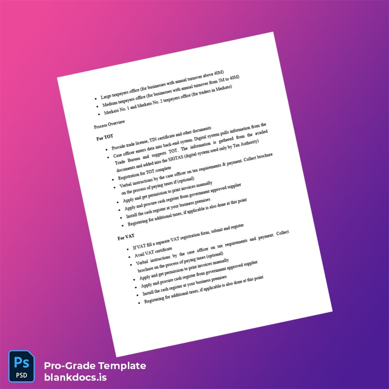 Blank Ethiopia Ministry of Commerce Business Registration Certificate Template in Word and PDF formats page 6 Document Preview - BlankDocs